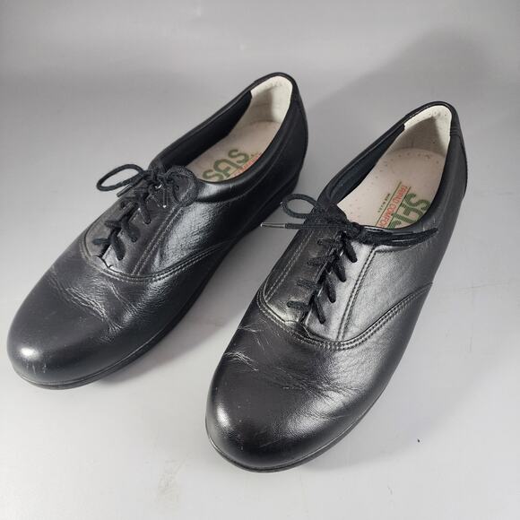 SAS Whisper Lace Ups Size 8 M Black Leather Tripad Comfort Walking Shoes - Picture 1 of 7